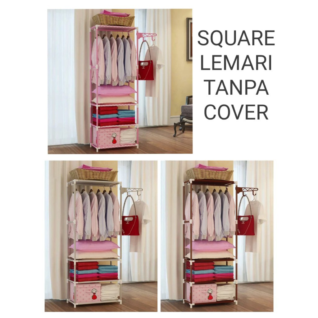 STAND HANGER RAK LEMARI PAKAIAN SERBAGUNA TANPA COVER/ RAK SERBAGUNA, SQUARE CLOTH RACK - SHENAR