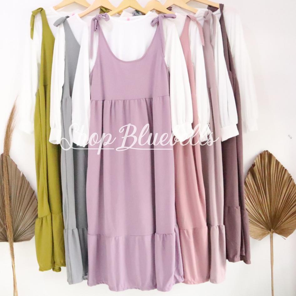 (Free Inner) Premium Dira Plain Overall Set -  Slip Dress Overall Wafel Velvet –NPL.02Jl22ν