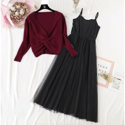 2in1 CROSS YUAN (6WARNA)dress yuan cross,dress tutu,longdress crepe, bestseller