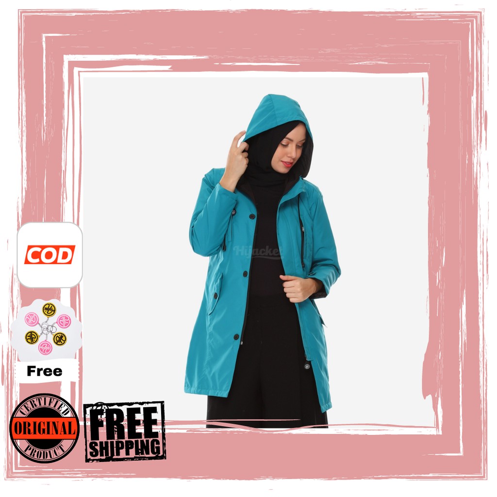 Jaket Waterproof Wanita Hijaber Jaket Panjang Muslimah