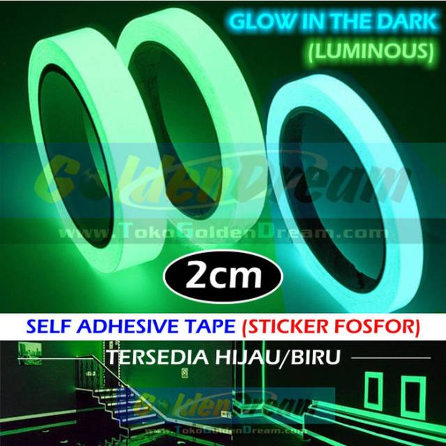 Luminous Tape Stiker Lakban Fosfor Glow in the Dark 2cm x 3m - HIJAU