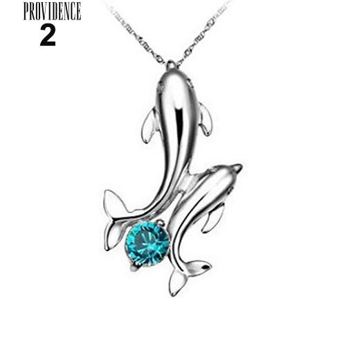 [Bayar Di Tempat]Perak Disepuh Ganda Dolphins Pendant Charm Kalung