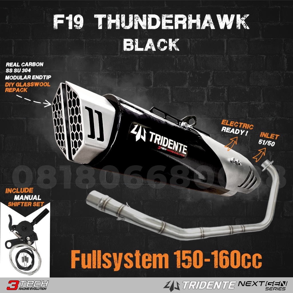 SPORT / BEBEK 125cc-160cc Tridente F19 Motor  Knalpot 3 Suara FULLSYSTEM R15 CBR150R GSXR150 SATRIA 