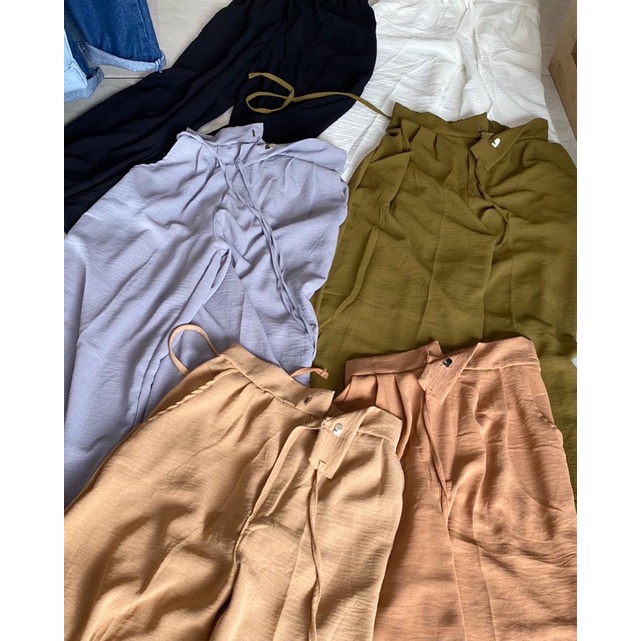 VIOthelabel | Ha-Ri Culotte Airflow Tali Samping / kulot panjang wanita / kulot highwaist-Olive