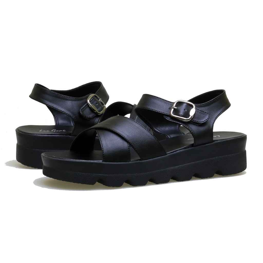 Sandal Casual Wanita Glamor Jet Black BM-05 Sendal Wedges Pesta Elegan