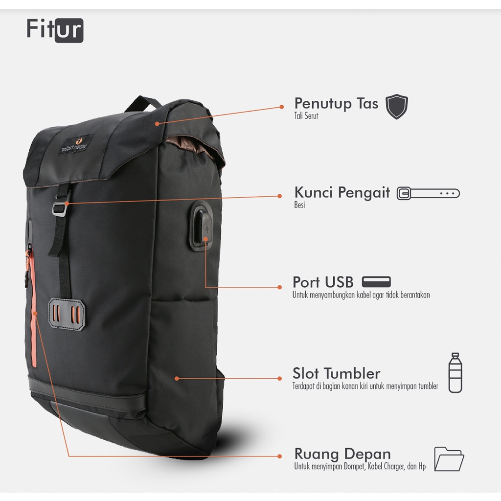 PICCOLO BLACK | MNM X URBAN | Tas Ransel Punggung Pria Tas Backpack ORIGINAL