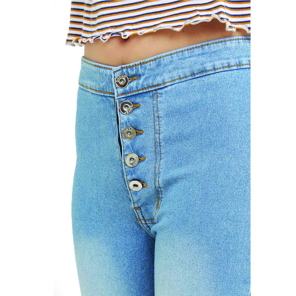 Dazina 5 Button Ultra Highwaist Skinny Jeans - Celana HW Ice blue