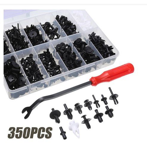 [BSUT] -SUGERYY Baut Rivet Mobil Universal Car Push Pin Fasteners Clip 350 PCS - HE09 - Black