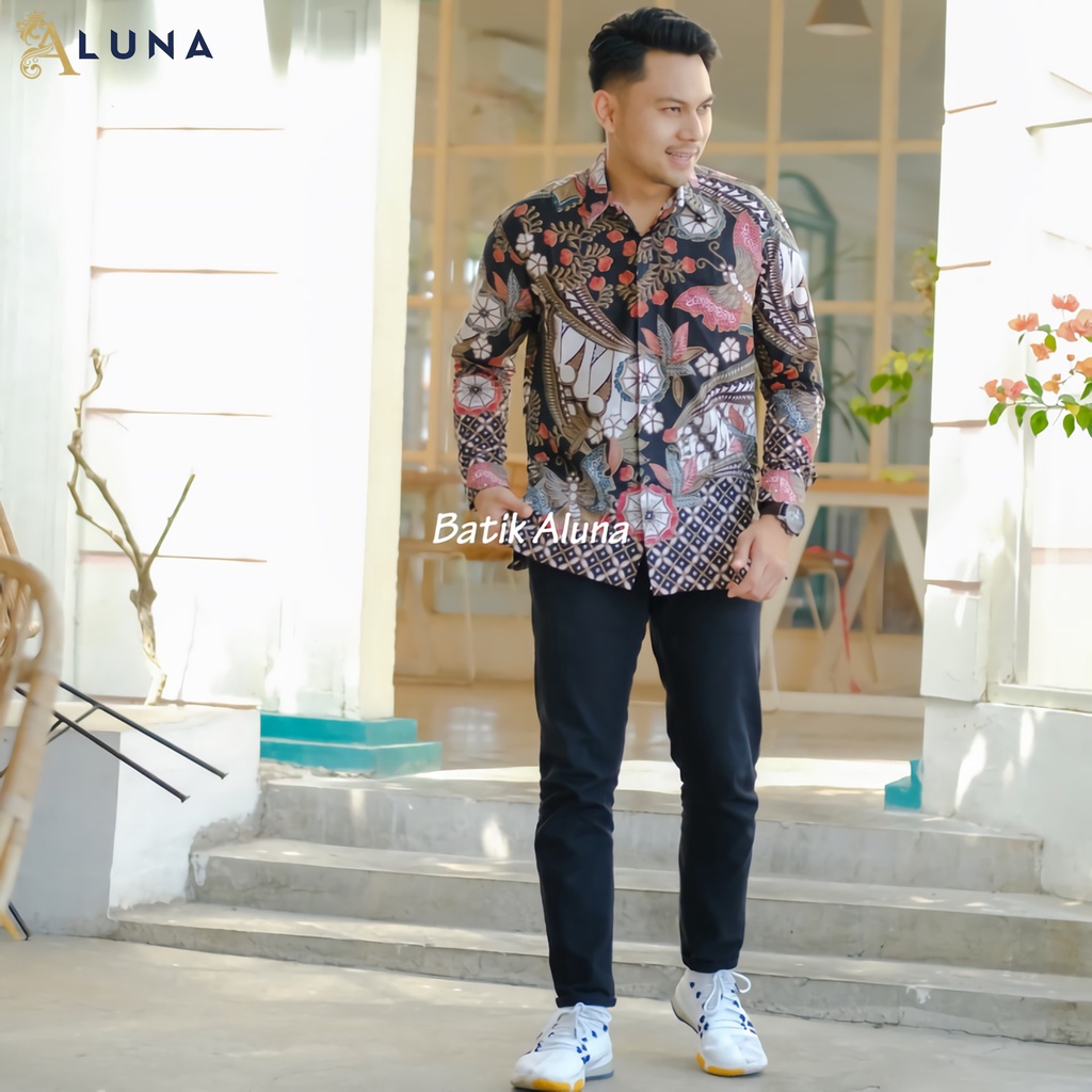 KEMEJA BATIK PRIA LENGAN PANJANG PREMIUM REGULAR KANTOR MODERN BATIK ALUNA PCW 010