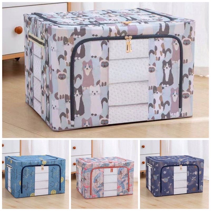 dc88 NEW STORAGE BOX 66L FRAME BAJA DOUBLE ZIPPER / Keranjang Penyimpanan Pakaian Bedcover