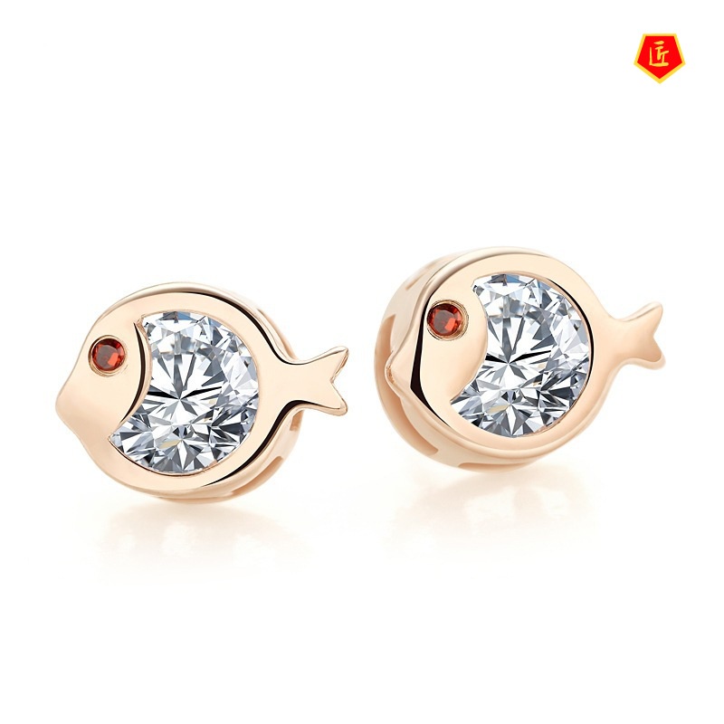 [Ready Stock]Women's 925 Silver Creative Fish-Shaped Stud Earrings