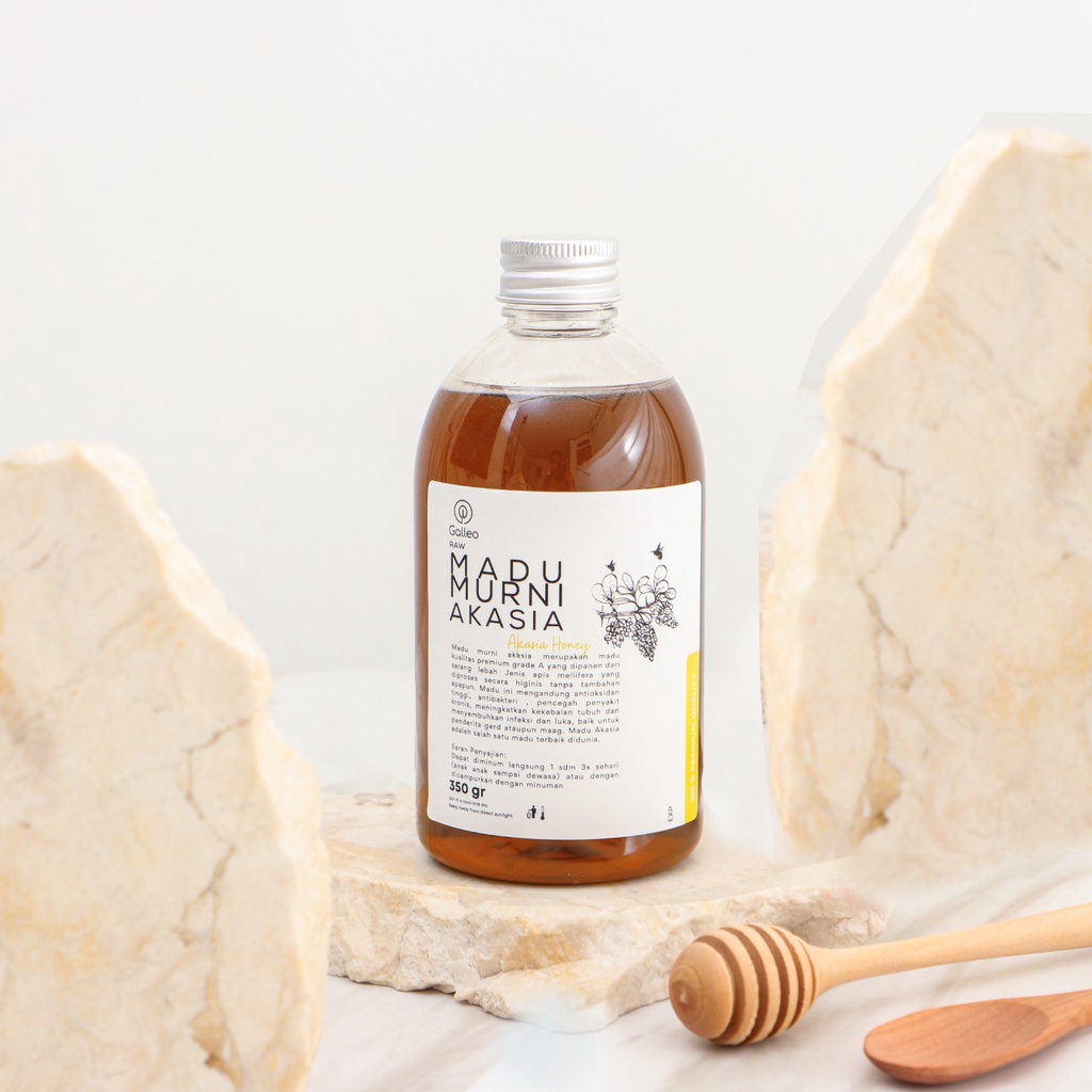 Madu Murni Akasia 350 gr Galleo  Pure Natural Raw Honey Premium