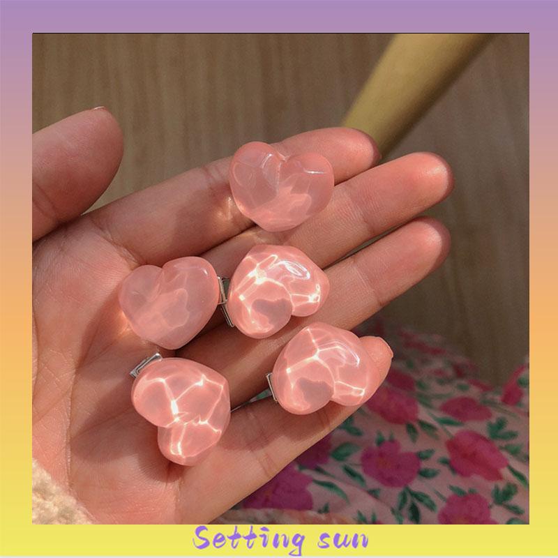 5pcs Jepit Rambut Pita Pink Peach Camellia Untuk Aksesoris Anak Perempuan TN