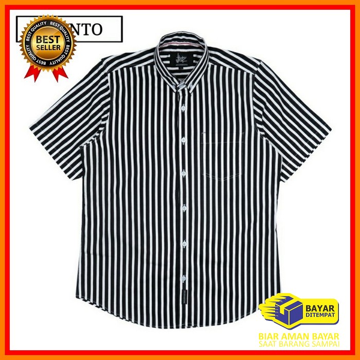 Kemeja Pendek Motif Garis Emba Jeans Baju Atasan Kemeja Pria Hem  QU988 Kemeja Motif Stripe Garis P