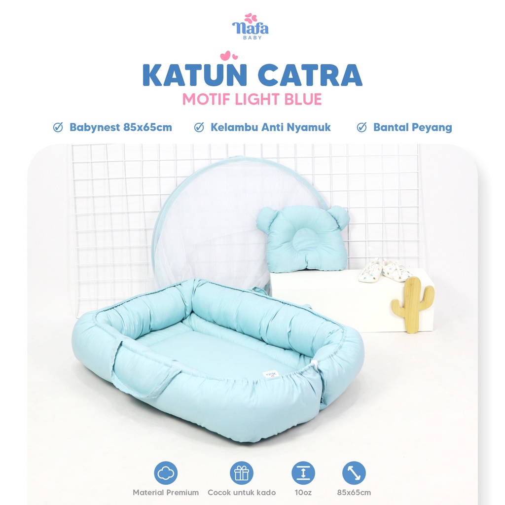 NAFA BABY - Baby Nest Boat Include Bedcover Set Bayi | Perlengkapan Tidur Bayi | Polos | Katun Catra