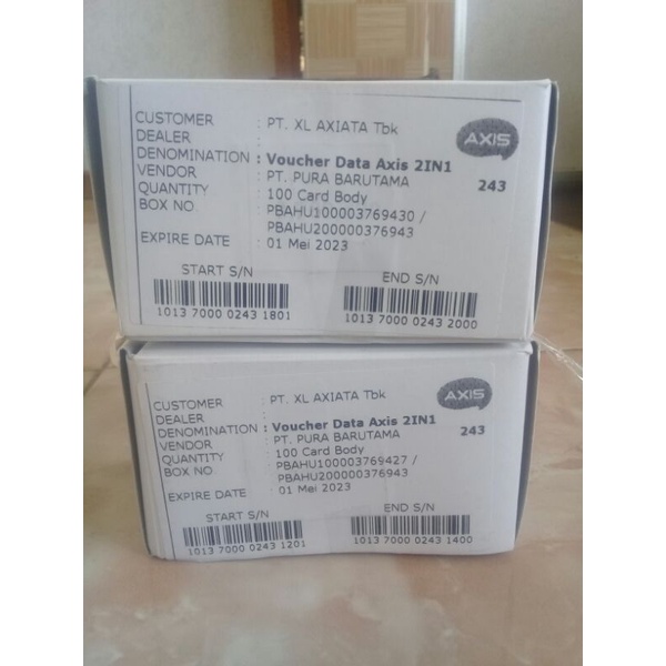 VOUCHER AXIS KOSONG 1 BOX isi 200 sn/100 lembar (bahan inject) axis zero