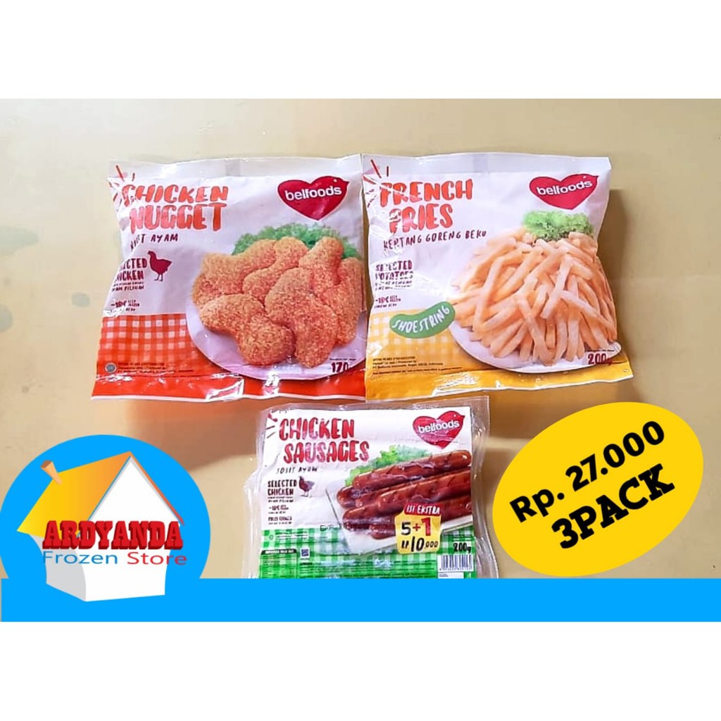 

PAKET 1 PROMO BELFOODS KENTANG 200GR CHICKEN NUGGET 170GR CHICKEN SAUSAGES 200GR