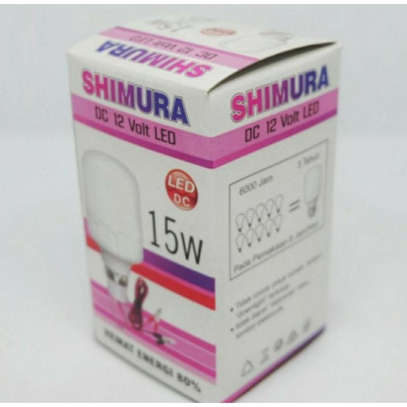 Shimura lampu led dc 12V 15w 15 watt + jepit aki + kabel (body jumbo)