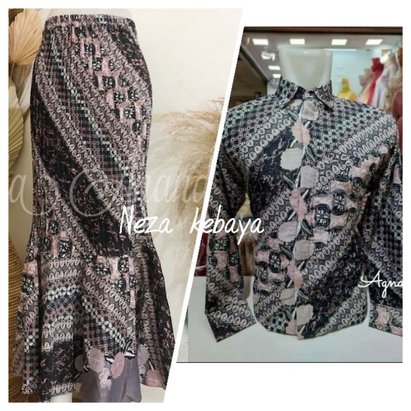 couple rok duyung batik dengan kemeja//rok batik allsize//kemeja batik panjang