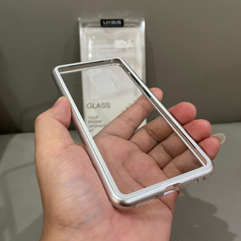 PREMIUM MAGNETIC CASE 2in1 KACA BELAKANG SAMSUNG s8plus s9plus note8 note9 iphone Merah Item Silver