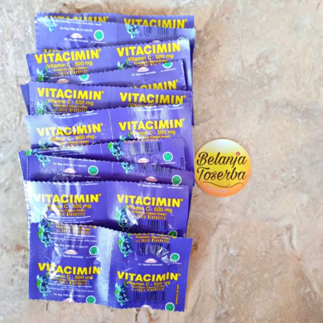 Vitacimin / Vicee Strip (2 tablet) / Vitamin C Lemon /Jeruk / Orange / Tablet imun Hisap 500mg