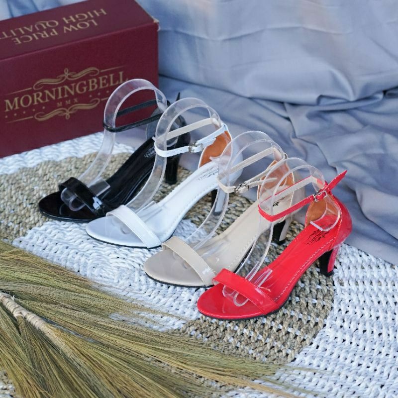 sepatu wanita MORNINGBELL high heels strap Glossy hak 5cm