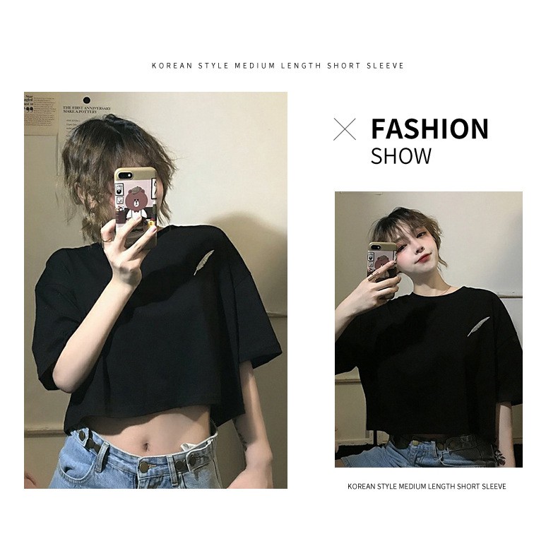 KBS-74 crop top oversize t-shirt wanita quill import korea jepang