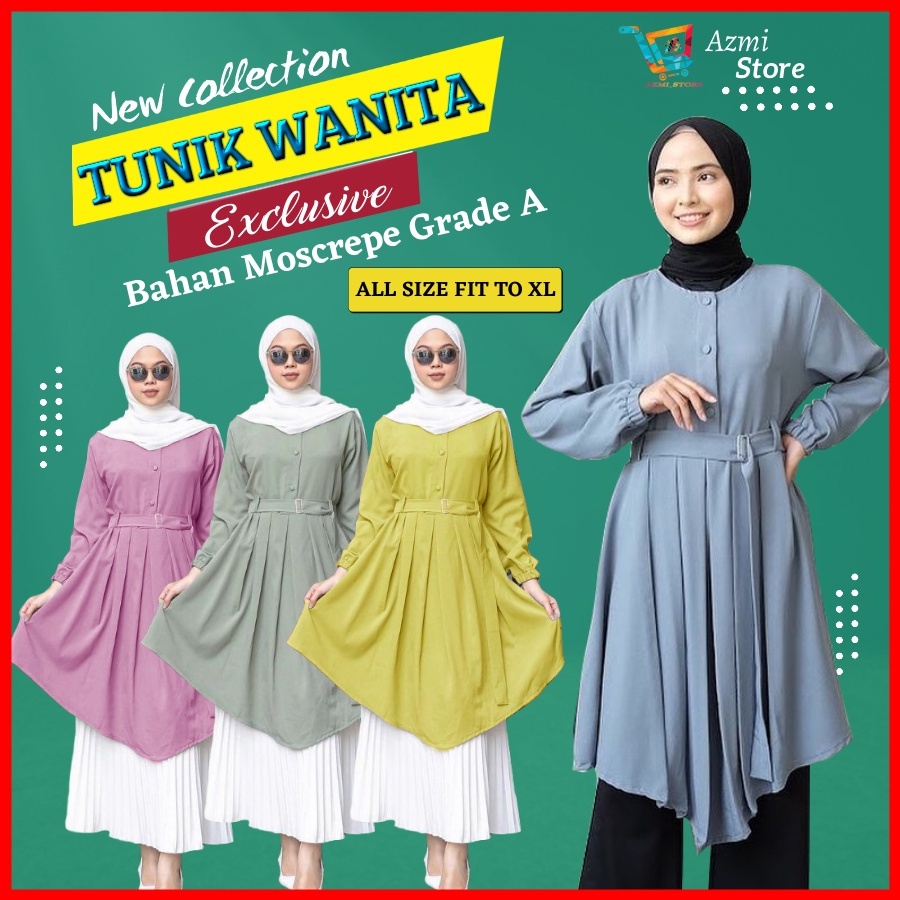 Baju Atasan Tunik Blouse Wanita Remaja Kekinian 2021 Dress Busui Friendly Rayon Polos Import Terbaru
