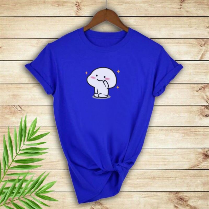 oblong wanita T-shirt wanita murah emoji duduk/ kaos distro