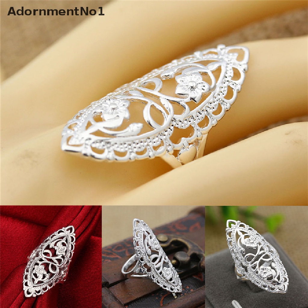 (AdornmentNo1) Cincin Sterling Silver 925 Model Hollow Besar Untuk Wanita