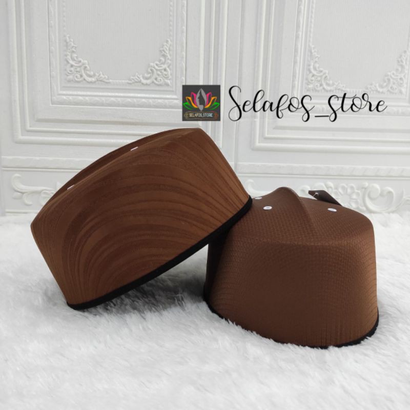 PECI SONGKOK KOPIAH ASAGOFAH TURKI MALAYSIA MOTIF WARNA COKLAT - PECI PRIA MODEL TERBARU TERKEREN BE