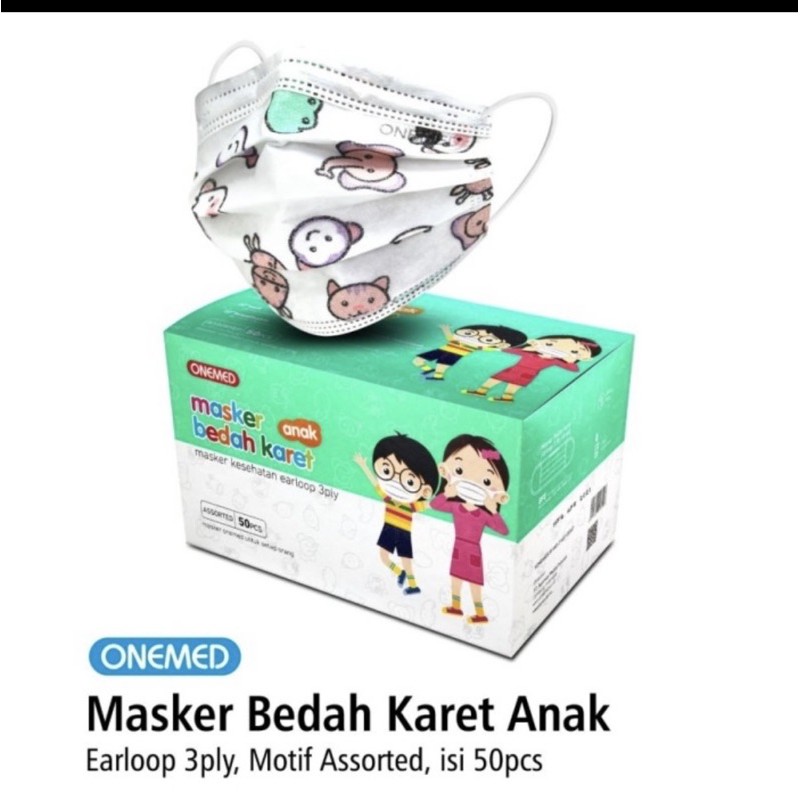 Masker Medis Surgical 3ply anak merk Onemed