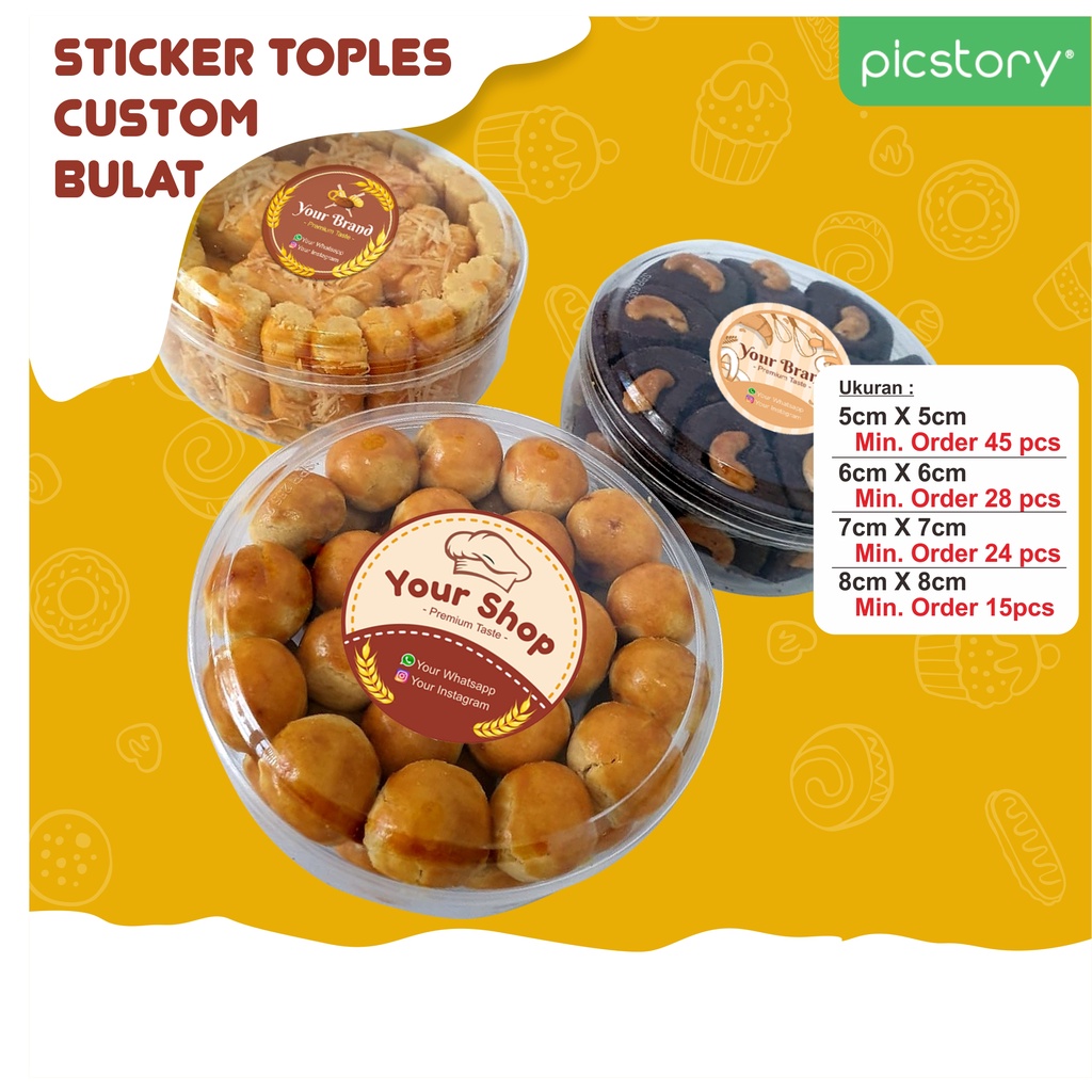 

Stiker Chromo Bulat Custom - Sticker Label Kemasan Makanan Toples Kue Bakery Olshop