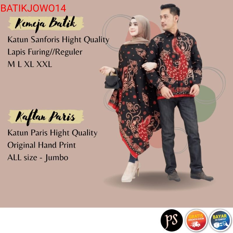 Batik jowo CPL MERAK MERAH Couple Batik kaftan paris Kemeja Batik Pria Premium Furing
