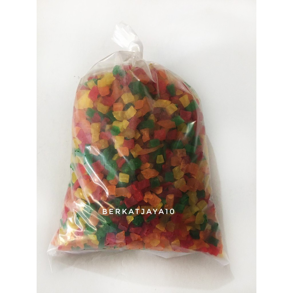 SUKADE Manisan Pepaya Warna CAMPUR / MIX Cap Green Apple Kemasan REPACK 250 Gram