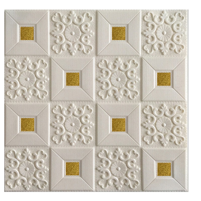 Wallpaper Dinding Foam Batik Wallsticker Size 35 x 70 cm Waterproof Stiker Dinding Emboss HOME WALLPAPER SHOP-BTK003-GOLD-35X70CM