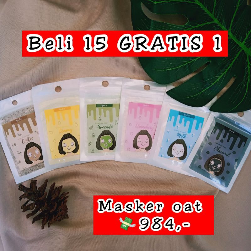 [Beli 15 GRATIS 1] MASKER OATMEAL 5GR | MASKER WAJAH ORGANIK | MASKER WAJAH MURAH | BISA COD