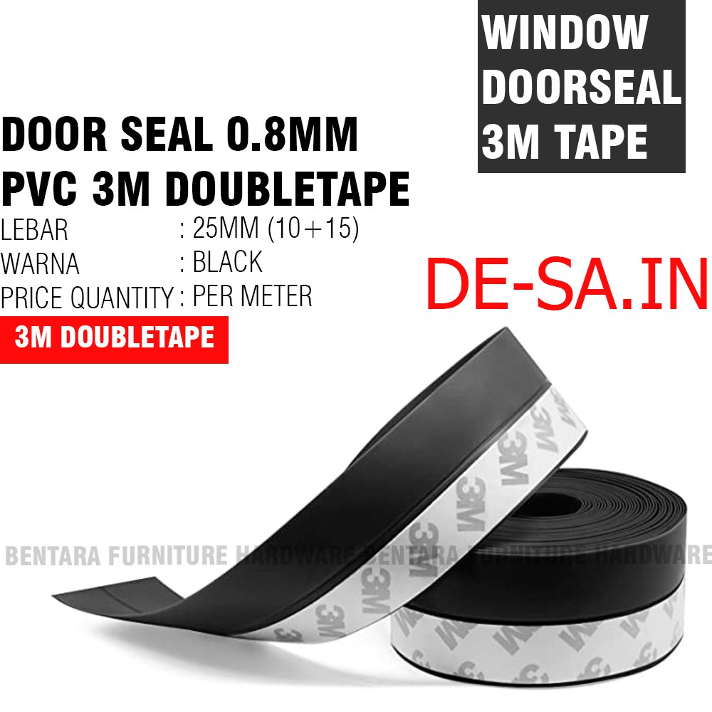 (Tebal 0.8MM) 25MM -35MM - 45MM Windor Door Seal Strip PVC (3M Double Tape) Doorseal Penutup Celah Bawah Pintu Jendela Anti Serangga Debu Sealer 2.5 CM - 3.5 CM  - 4.5 CM Bottom Door Seal Strip 25 mm 35 mm 45 mm