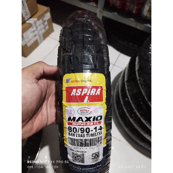 Ban Aspira SPR38 80/90-14 Tubles/Ban Depan Honda Beat Tubles/Ban Tubles Depan Vario 150/Ban Aspira M
