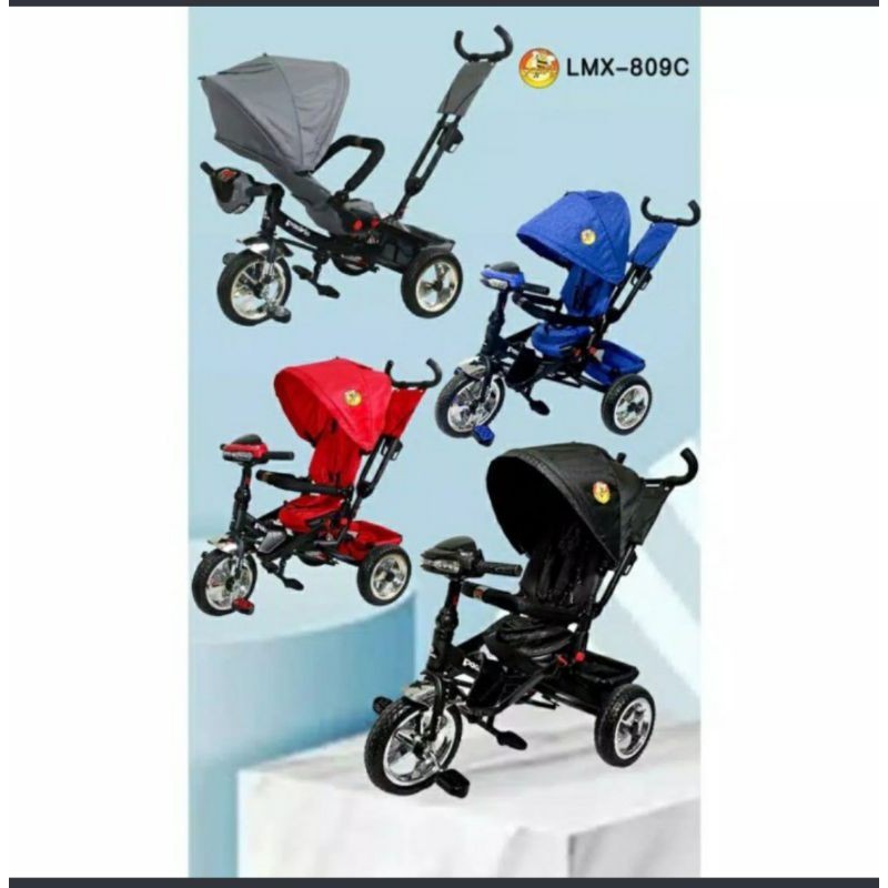 Sepeda Anak Tricycle Pacific LMX-809C Baby Stroller Terbaru - ABU