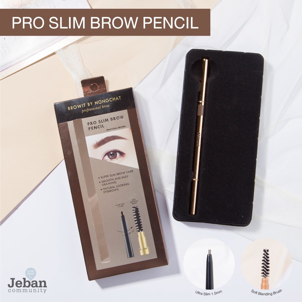 Browit Pro Slim Brow Pencil By Nongchat | Pensil Alis by Nongchat Eyebrow Pencil