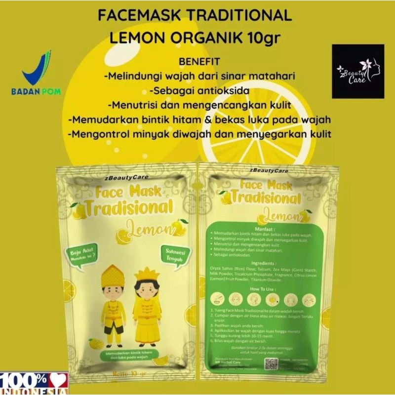 BPOM TRADITONAL FACEMASK ORGANIK WHITENING BY ZBEAUTYCARE SASET TRAVEL SIZE