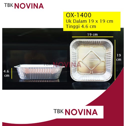 OX-1400 ALUMINIUM FOIL KOTAK WADAH CUP ROTI CAKE PAI MENTAI MACARONI SPAGHETI LASAGNA PASTEL TUTUP