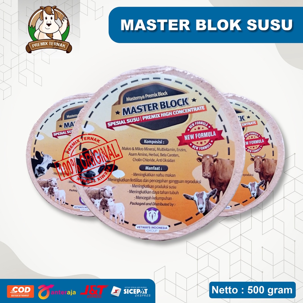 MASTER BLOCK SUSU 500gr - Premix Block Ternak - Mineral Blok Kambing Domba - Masternya Premix Blok Ternak