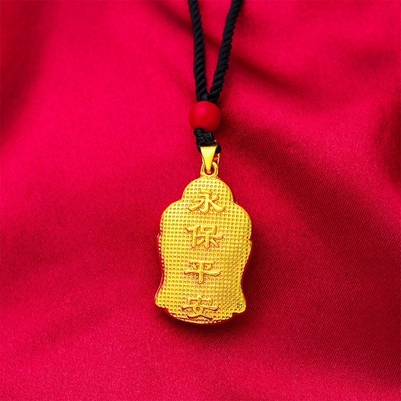 Liontin Kepala Buddha Gaya Retro Korea Bahan Emas Asli Kadar 375Untuk Pria