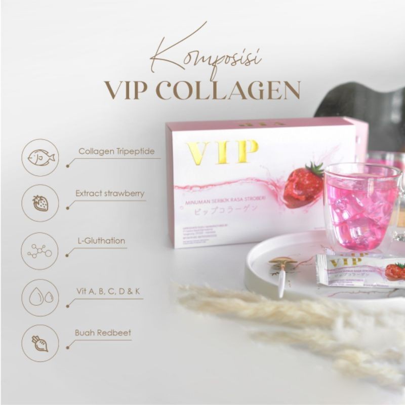 Suplemen Minuman Kolagen Colagen Beauty Drink Kecantikan Pemutih Kulit Badan VIP Collagen BPOM