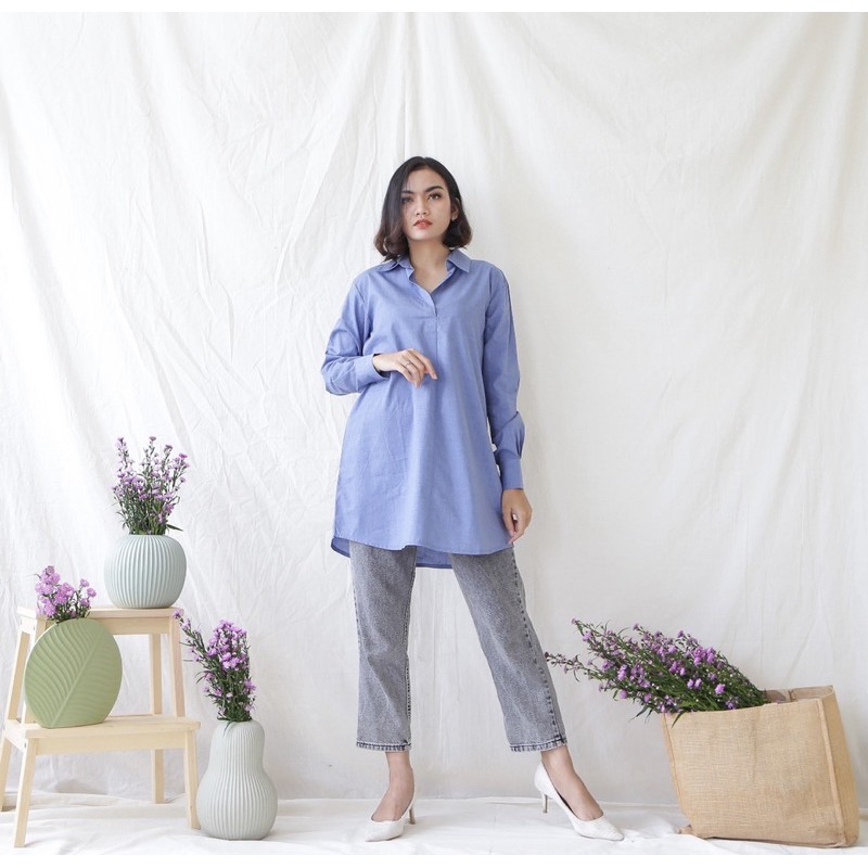 Kemeja Casual Wanita / Cotton shirt dress wanita