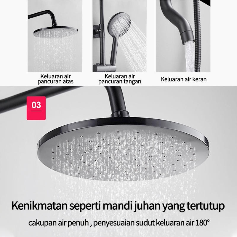 Shower Tiang Set Panas-Dingin/Shower Kamar Mandi 4 Dalam 1 Set Dengan Faucet / Set pancuran tembaga lengkap