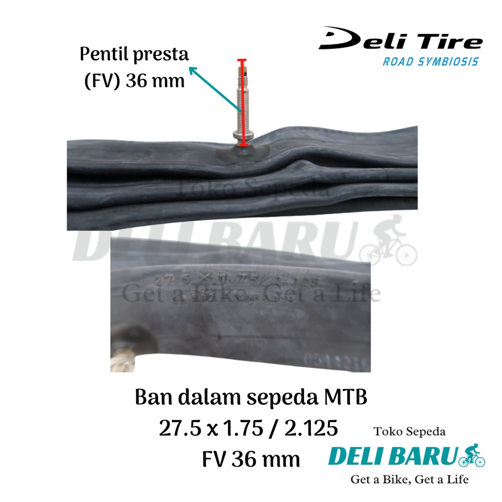 Deli tire Ban dalam 27.5 x 1.75 / 2.125 pentil presta FV 36 mm sepeda MTB