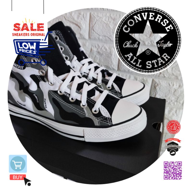 Sale Original Converse Chuck Taylor All Star Camo Wordmark Unisex Sneakers Shoes - White/Black/Dolph